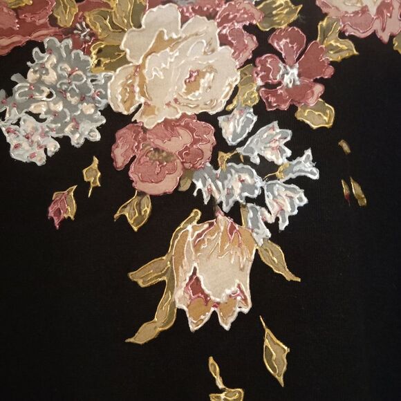 VTG Hand Embellished Sweatshirt Floral Vinyl Applique 80's Eclectic Grandma XL - Picture 9 of 13